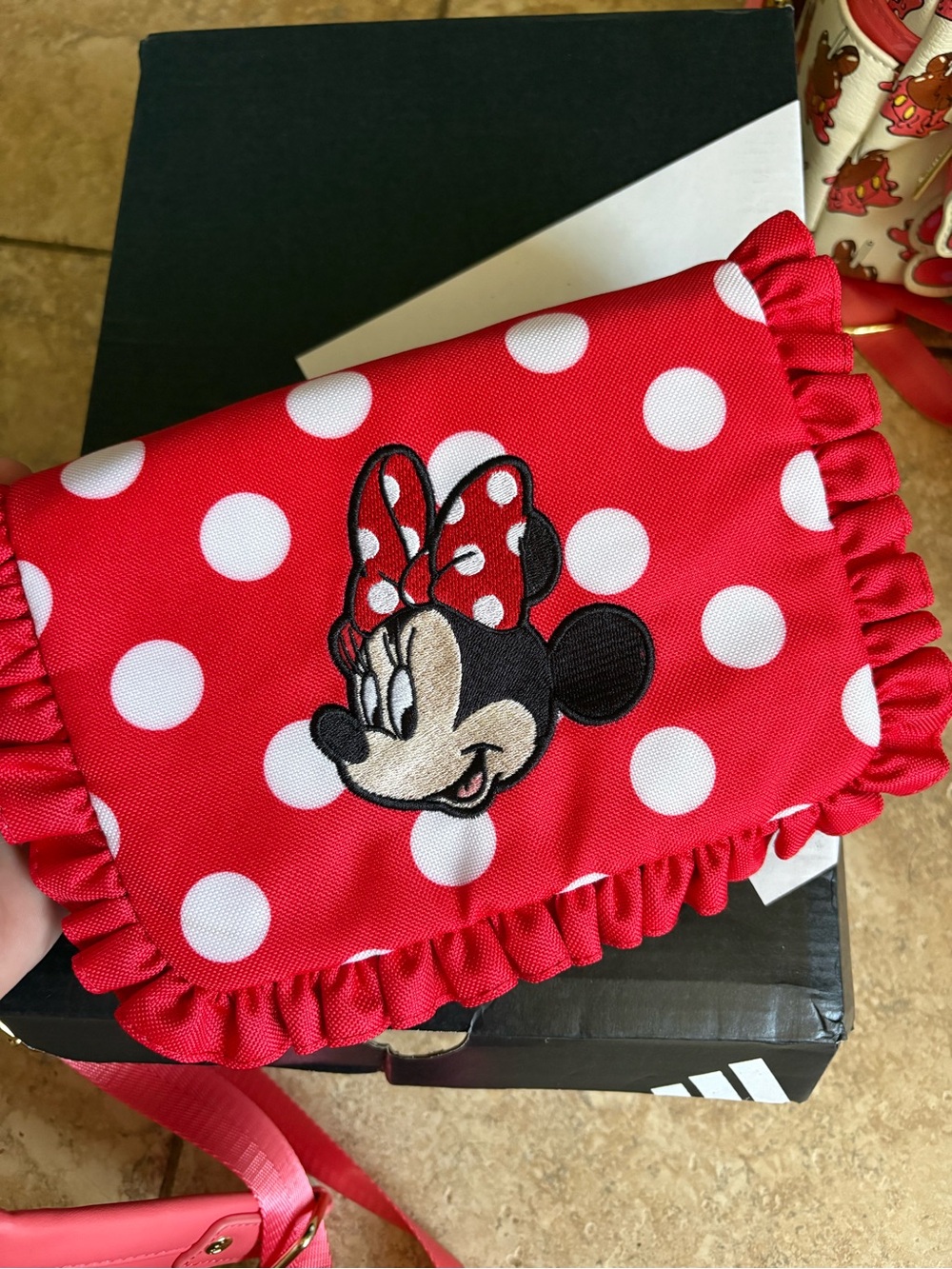 Disney Red and White Minnie Mouse Polka Dot Crossbody Bag